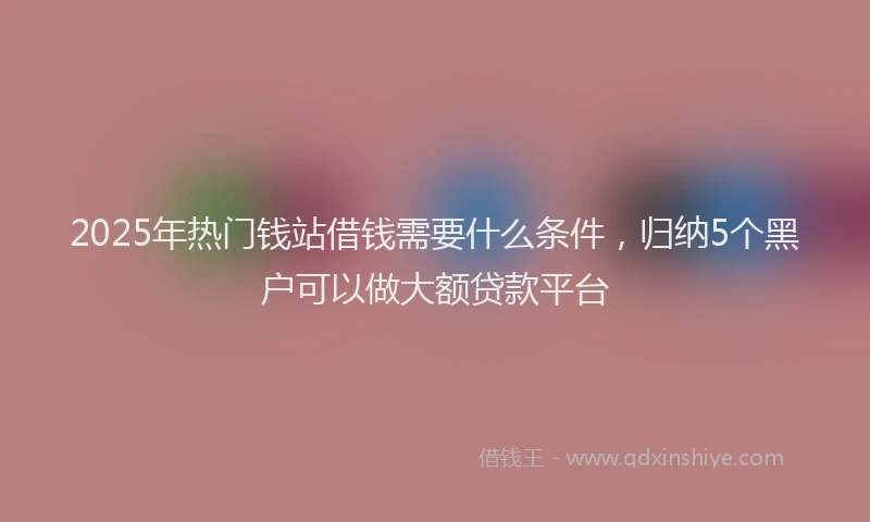 2025年热门钱站借钱需要什么条件，归纳5个黑户可以做大额贷款平台