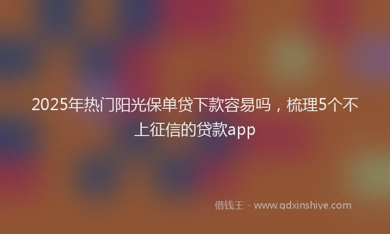 2025年热门阳光保单贷下款容易吗,梳理5个不上征信的贷款app