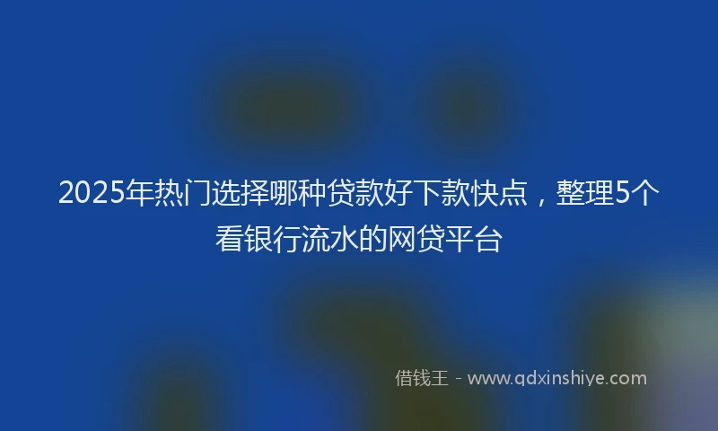 2025年热门选择哪种贷款好下款快点,整理5个看银行流水的网贷平台