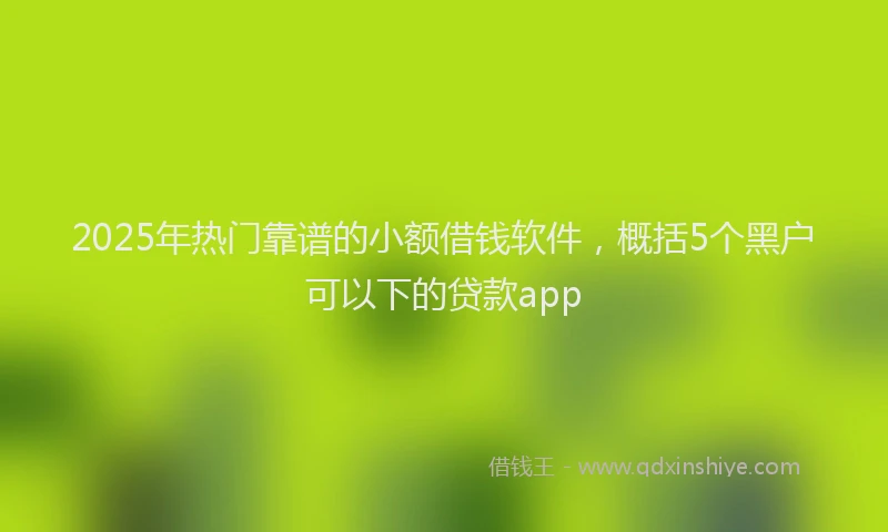 2025年热门靠谱的小额借钱软件，概括5个黑户可以下的贷款app