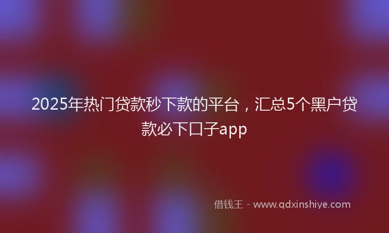 2025年热门贷款秒下款的平台,汇总5个黑户贷款必下口子app