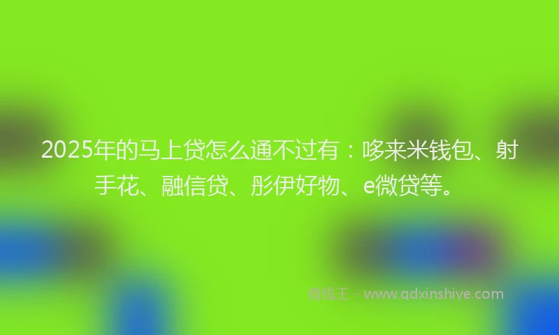 2025年的马上贷怎么通不过有：哆来米钱包、射手花、融信贷、彤伊好物、e微贷等。