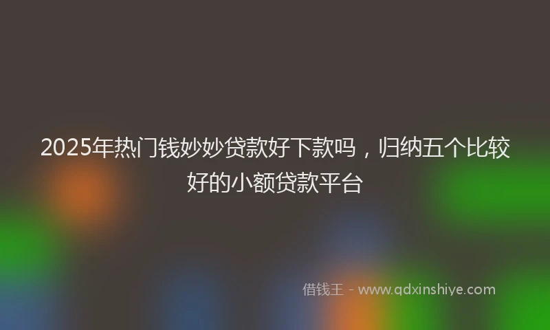 2025年热门钱妙妙贷款好下款吗，归纳五个比较好的小额贷款平台