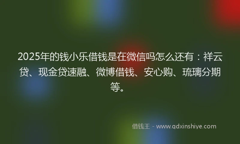2025年的钱小乐借钱是在微信吗怎么还有：祥云贷、现金贷速融、微博借钱、安心购、琉璃分期等。