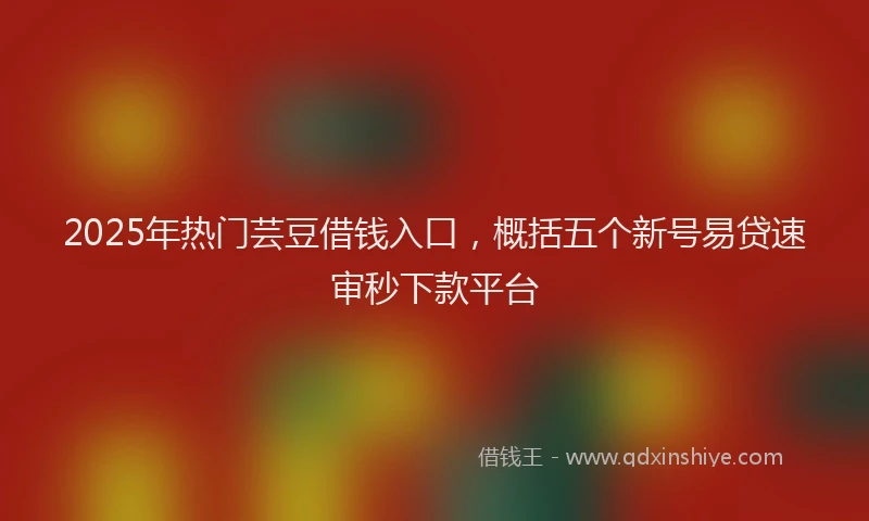 2025年热门芸豆借钱入口,概括五个新号易贷速审秒下款平台