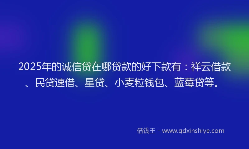 2025年的诚信贷在哪贷款的好下款有：祥云借款、民贷速借、星贷、小麦粒钱包、蓝莓贷等。
