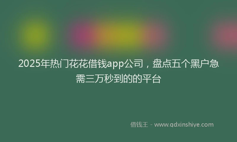 2025年热门花花借钱app公司，盘点五个黑户急需三万秒到的的平台