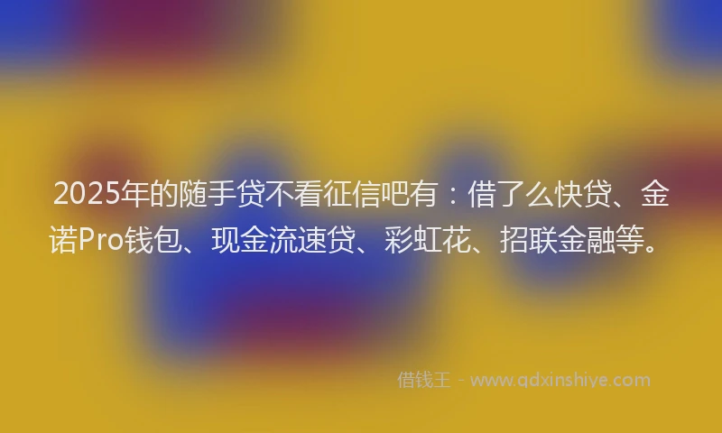 2025年的随手贷不看征信吧有：借了么快贷、金诺Pro钱包、现金流速贷、彩虹花、招联金融等。
