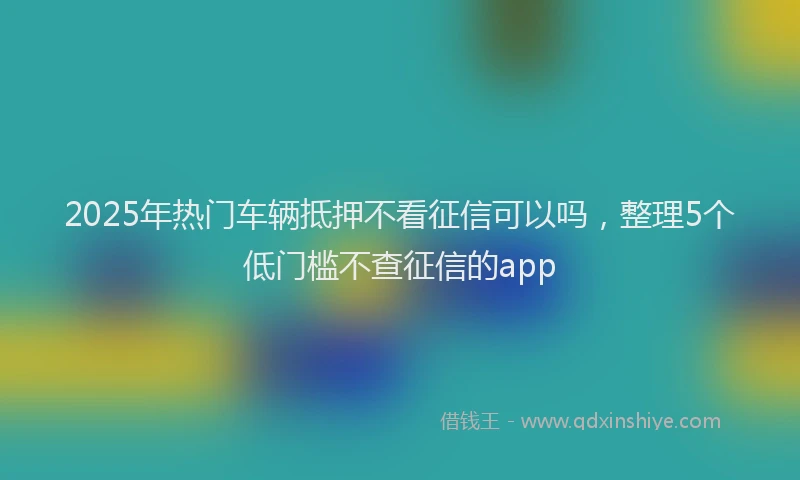 2025年热门车辆抵押不看征信可以吗，整理5个低门槛不查征信的app