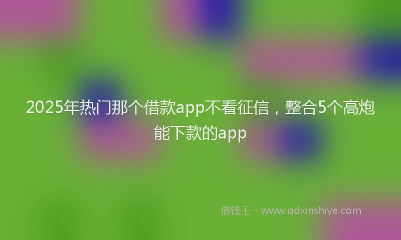 2025年热门那个借款app不看征信，整合5个高炮能下款的app