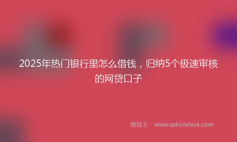 2025年热门银行里怎么借钱，归纳5个极速审核的网贷口子