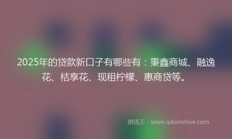 2025年的贷款新口子有哪些有:秉鑫商城、融逸花、桔享花、现租柠檬、惠商贷等。