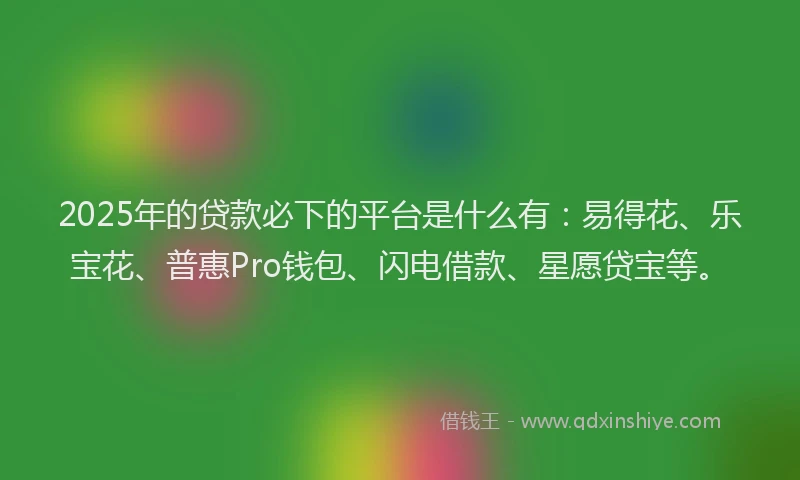 2025年的贷款必下的平台是什么有:易得花、乐宝花、普惠Pro钱包、闪电借款、星愿贷宝等。