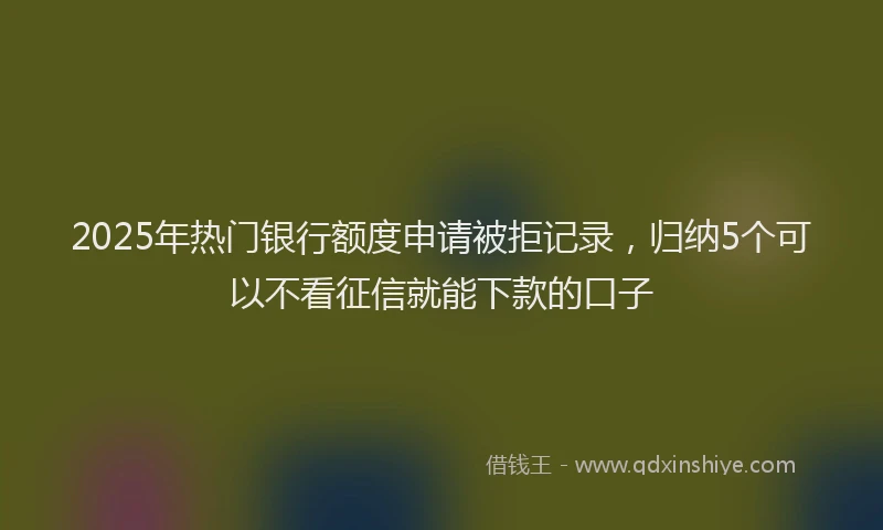 2025年热门银行额度申请被拒记录，归纳5个可以不看征信就能下款的口子