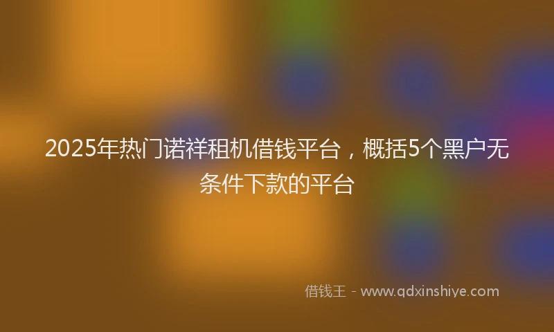 2025年热门诺祥租机借钱平台，概括5个黑户无条件下款的平台