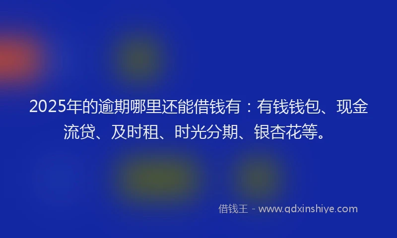 2025年的逾期哪里还能借钱有:有钱钱包、现金流贷、及时租、时光分期、银杏花等。
