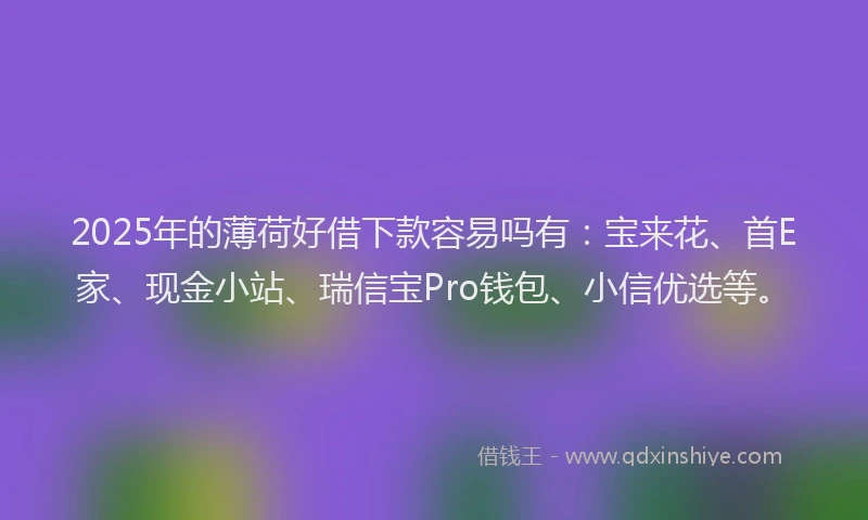 2025年的薄荷好借下款容易吗有:宝来花、首E家、现金小站、瑞信宝Pro钱包、小信优选等。