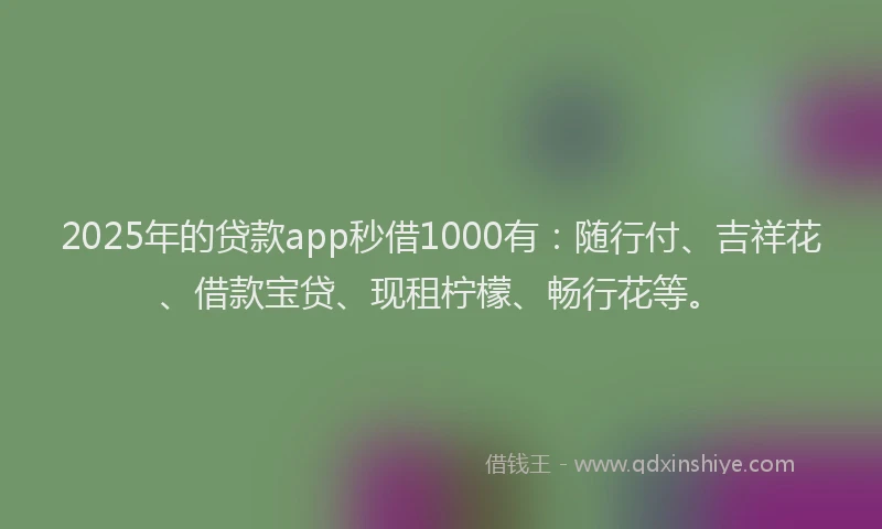 2025年的贷款app秒借1000有:随行付、吉祥花、借款宝贷、现租柠檬、畅行花等。