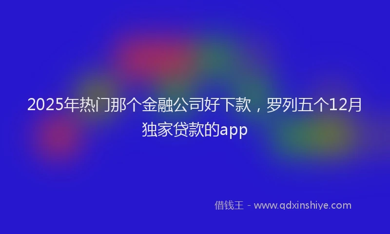 2025年热门那个金融公司好下款，罗列五个12月独家贷款的app