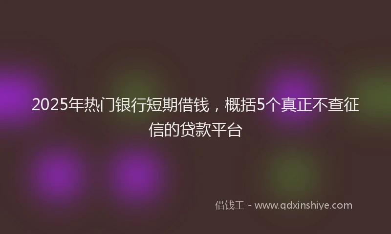2025年热门银行短期借钱，概括5个真正不查征信的贷款平台