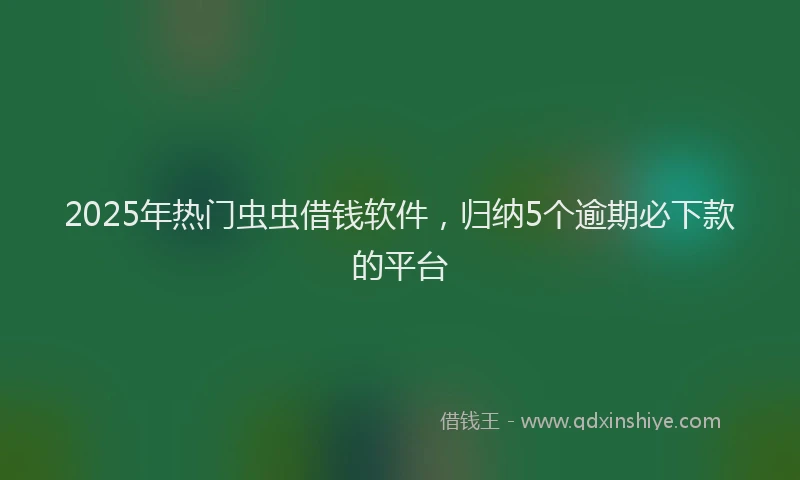 2025年热门虫虫借钱软件，归纳5个逾期必下款的平台