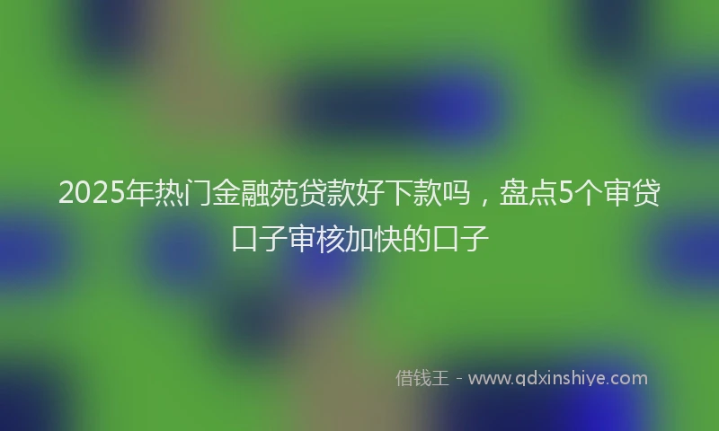 2025年热门金融苑贷款好下款吗，盘点5个审贷口子审核加快的口子