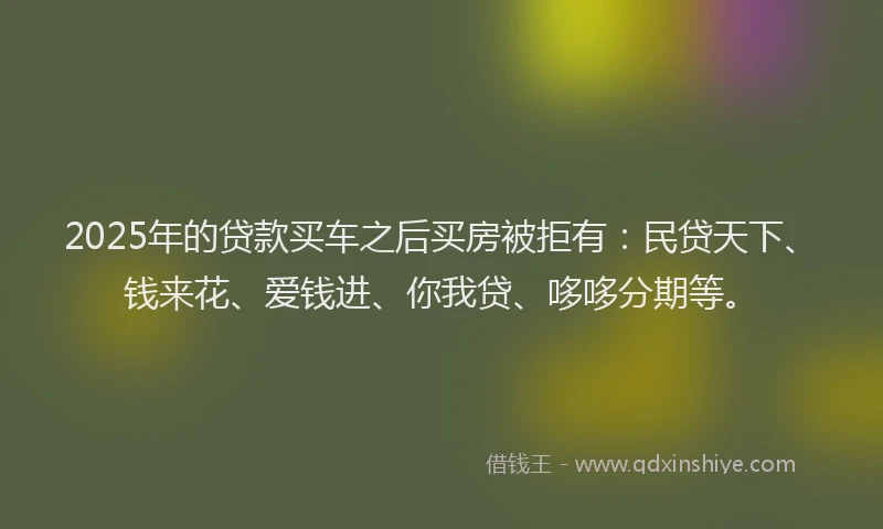 2025年的贷款买车之后买房被拒有:民贷天下、钱来花、爱钱进、你我贷、哆哆分期等。