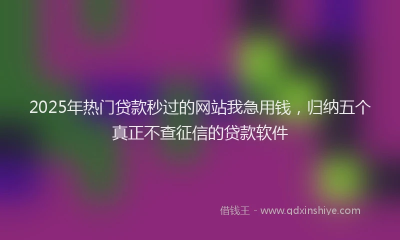 2025年热门贷款秒过的网站我急用钱,归纳五个真正不查征信的贷款软件