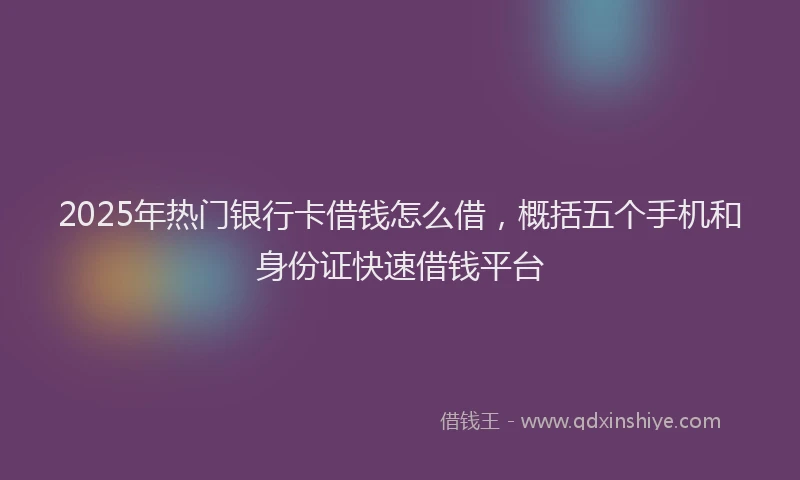2025年热门银行卡借钱怎么借,概括五个手机和身份证快速借钱平台