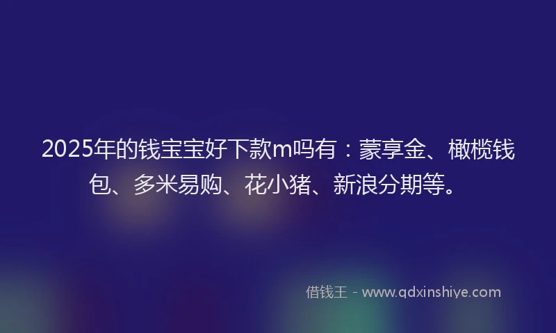 2025年的钱宝宝好下款m吗有:蒙享金、橄榄钱包、多米易购、花小猪、新浪分期等。