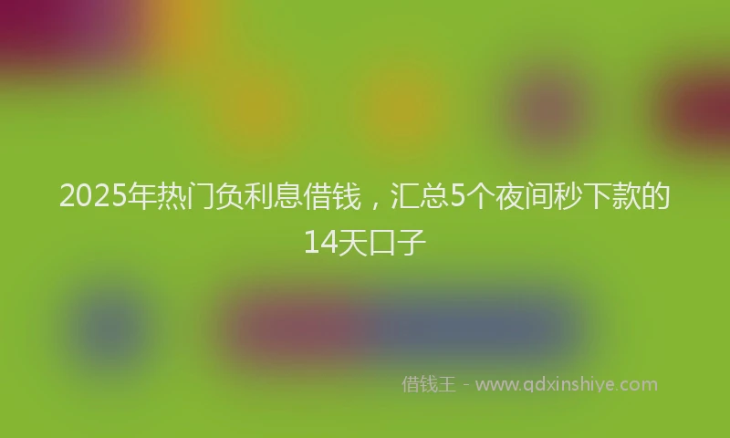 2025年热门负利息借钱，汇总5个夜间秒下款的14天口子