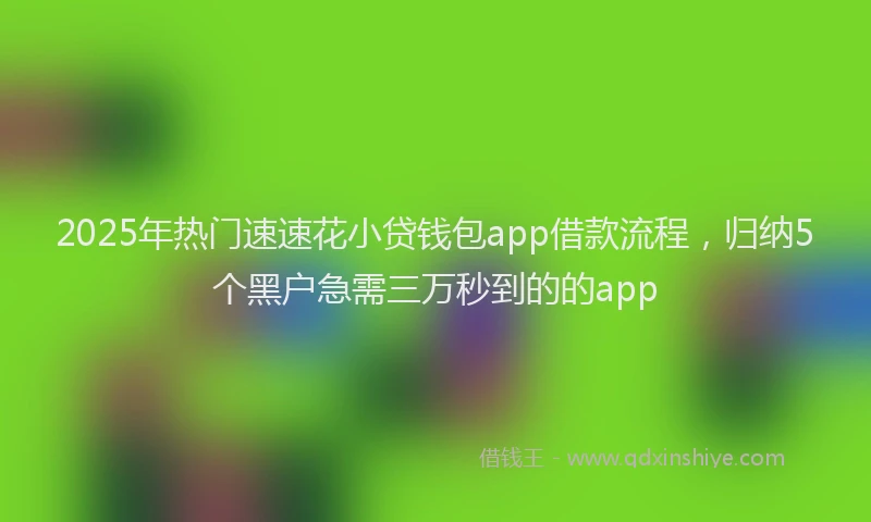 2025年热门速速花小贷钱包app借款流程,归纳5个黑户急需三万秒到的的app