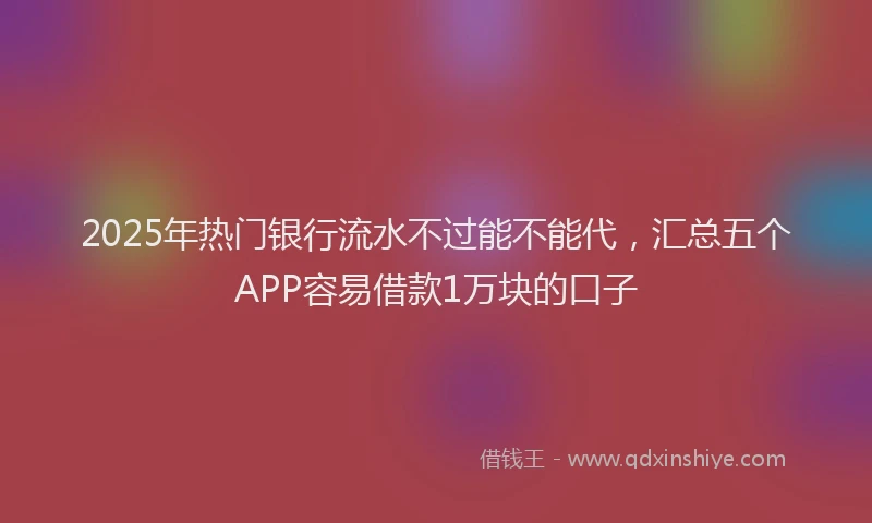 2025年热门银行流水不过能不能代,汇总五个APP容易借款1万块的口子