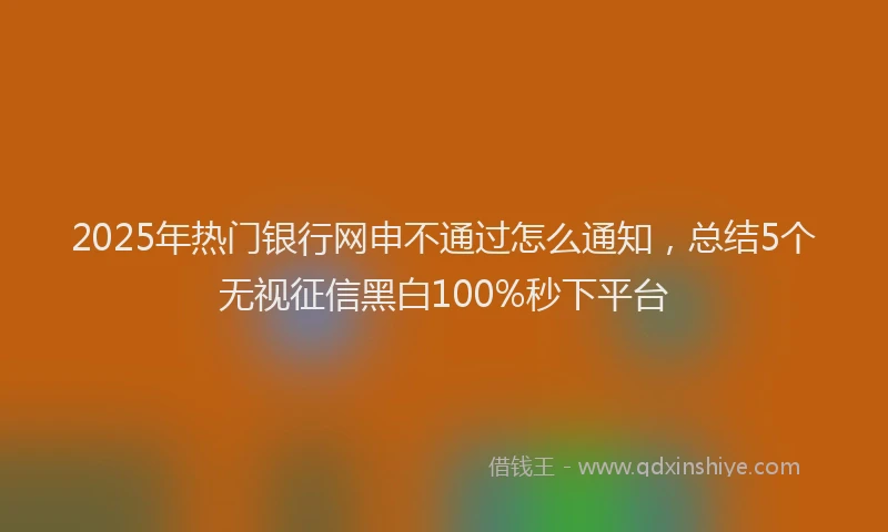 2025年热门银行网申不通过怎么通知，总结5个无视征信黑白100%秒下平台
