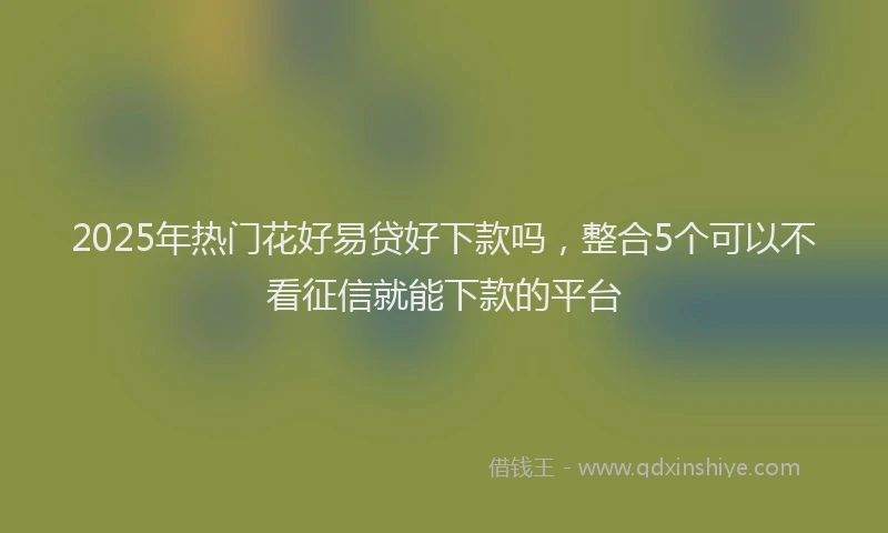 2025年热门花好易贷好下款吗，整合5个可以不看征信就能下款的平台