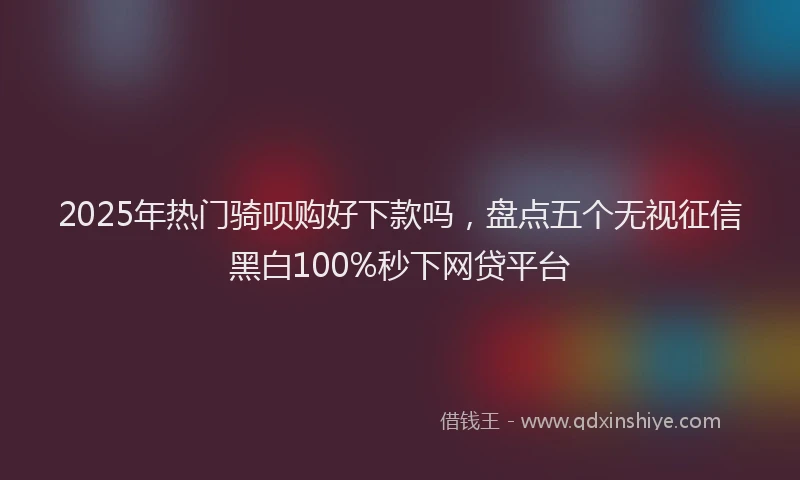 2025年热门骑呗购好下款吗，盘点五个无视征信黑白100%秒下网贷平台