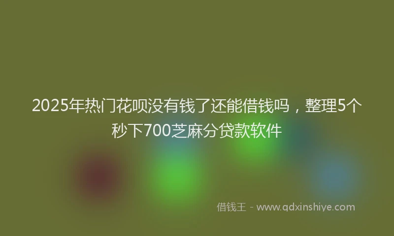 2025年热门花呗没有钱了还能借钱吗，整理5个秒下700芝麻分贷款软件