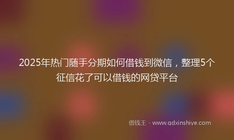 2025年热门随手分期如何借钱到微信，整理5个征信花了可以借钱的网贷平台