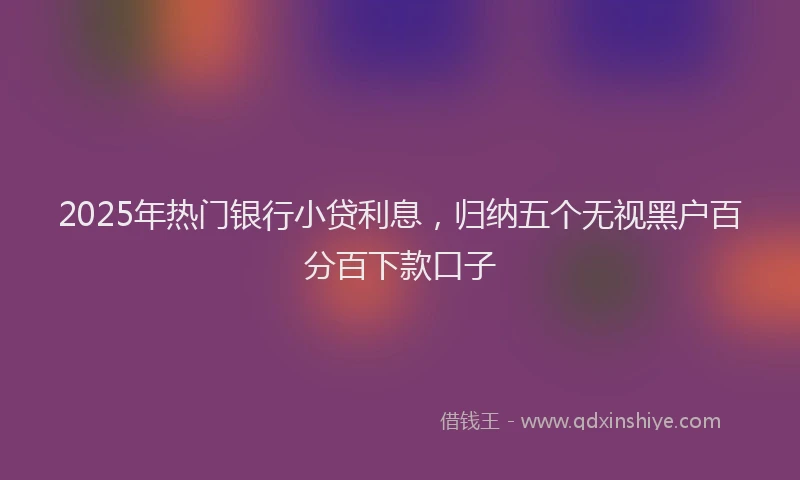 2025年热门银行小贷利息，归纳五个无视黑户百分百下款口子