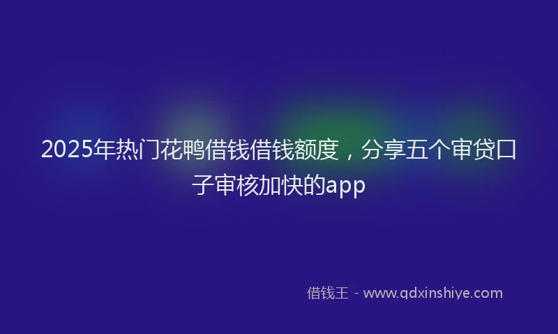 2025年热门花鸭借钱借钱额度,分享五个审贷口子审核加快的app