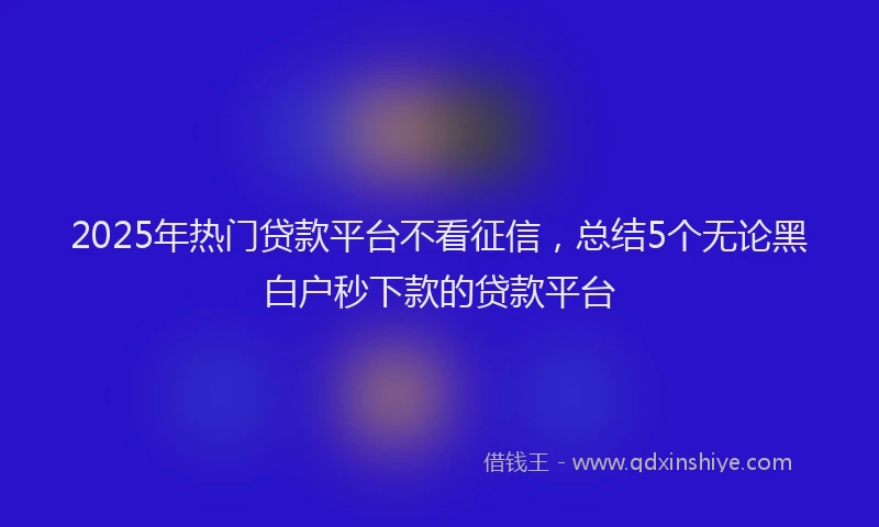 2025年热门贷款平台不看征信,总结5个无论黑白户秒下款的贷款平台