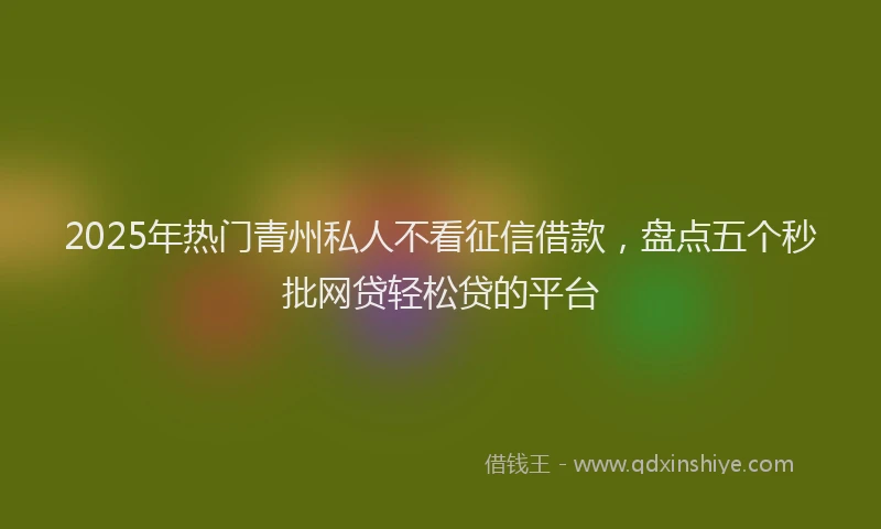 2025年热门青州私人不看征信借款，盘点五个秒批网贷轻松贷的平台