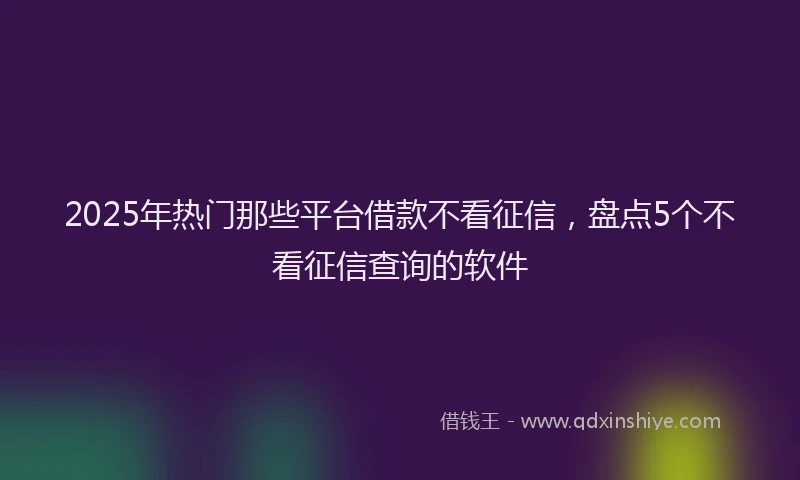 2025年热门那些平台借款不看征信，盘点5个不看征信查询的软件