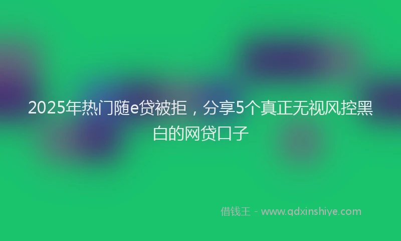 2025年热门随e贷被拒，分享5个真正无视风控黑白的网贷口子