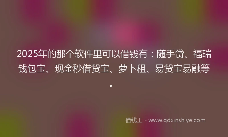 2025年的那个软件里可以借钱有：随手贷、福瑞钱包宝、现金秒借贷宝、萝卜租、易贷宝易融等。