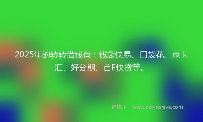 2025年的转转借钱有:钱袋快易、口袋花、京卡汇、好分期、首E快贷等。