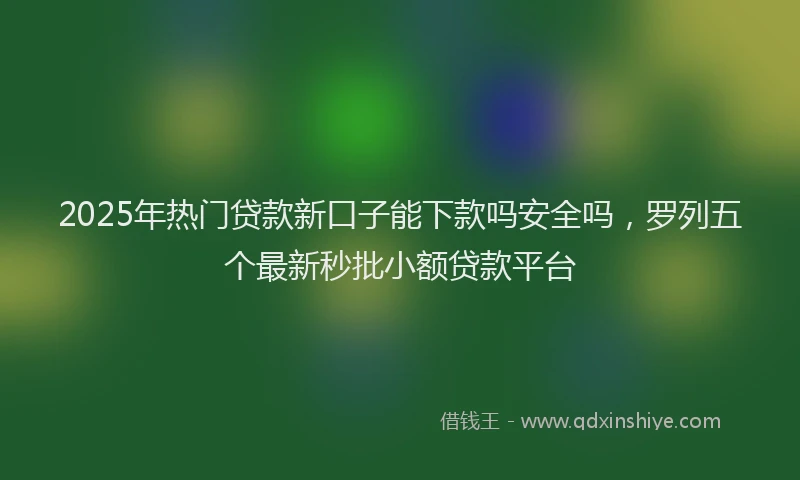 2025年热门贷款新口子能下款吗安全吗,罗列五个最新秒批小额贷款平台