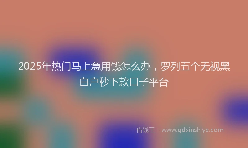 2025年热门马上急用钱怎么办，罗列五个无视黑白户秒下款口子平台