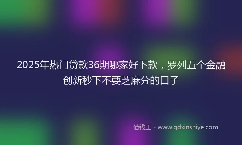 2025年热门贷款36期哪家好下款，罗列五个金融创新秒下不要芝麻分的口子