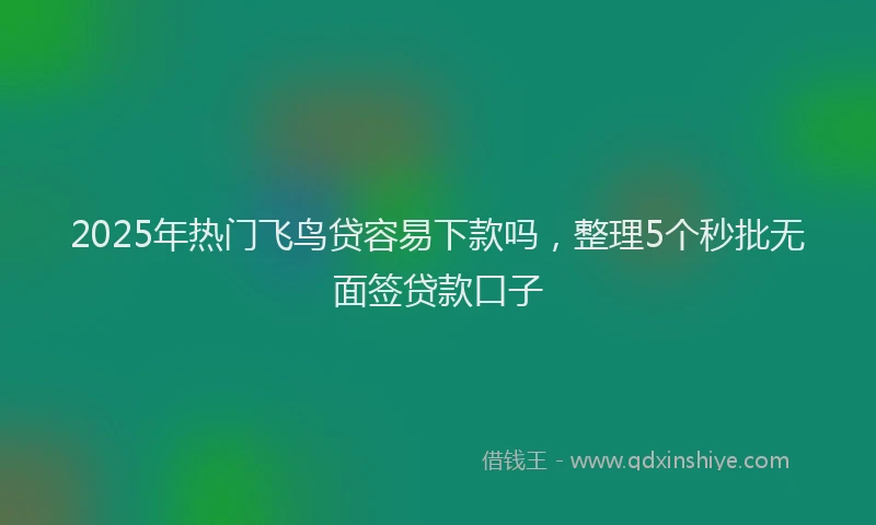 2025年热门飞鸟贷容易下款吗，整理5个秒批无面签贷款口子